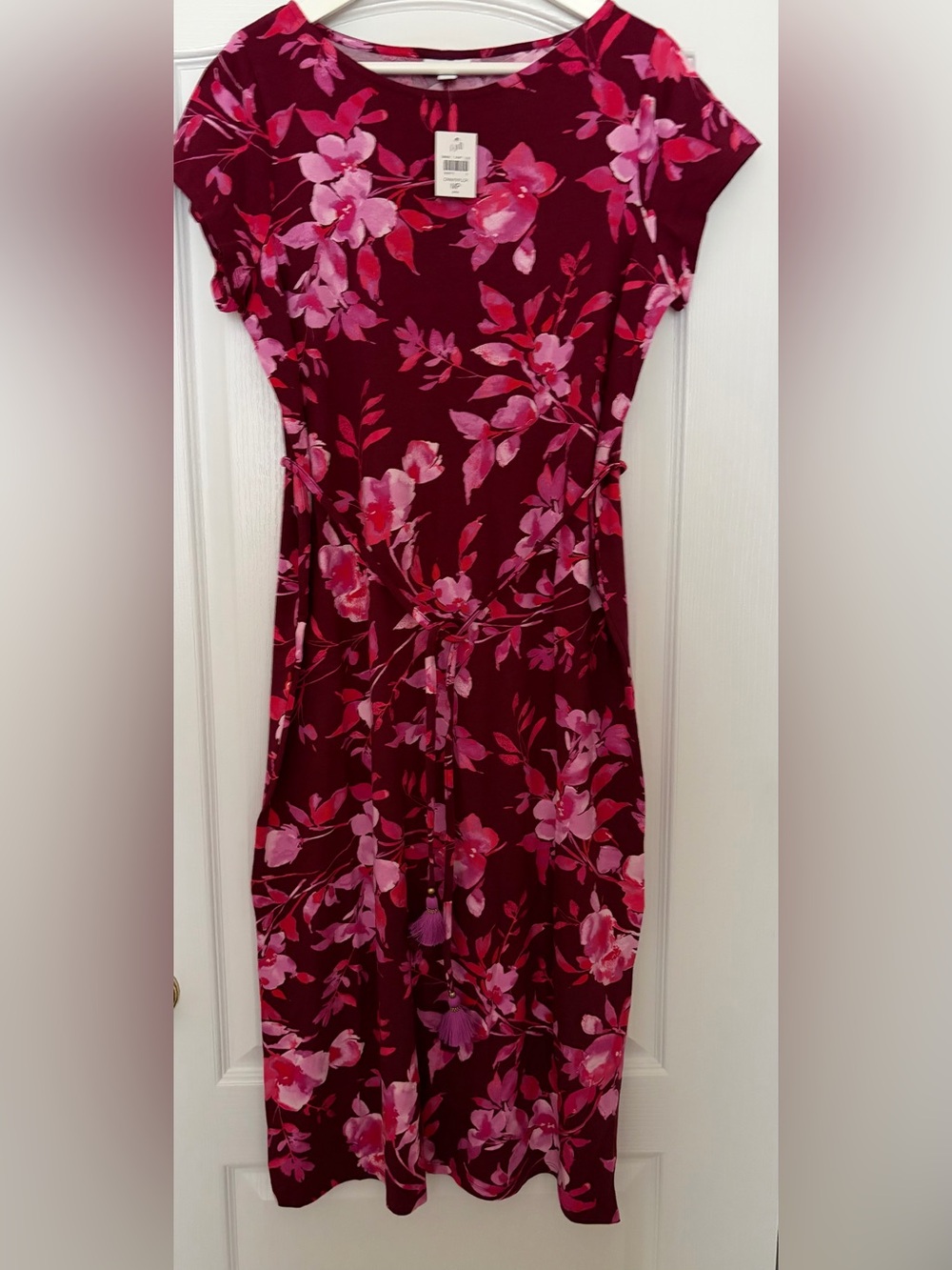 J. Jill Burgundy and Pink Floral Dress